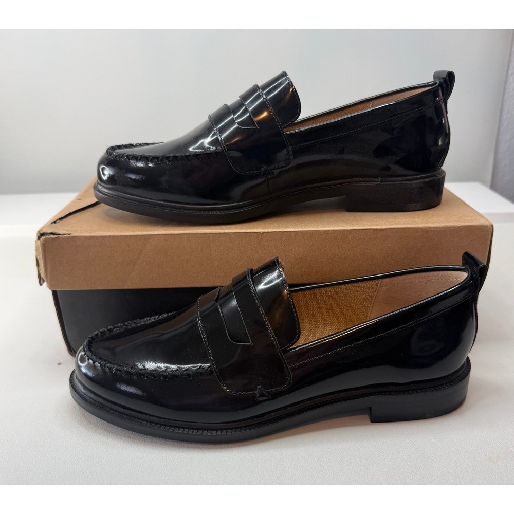 Kelsi Dagger Brooklyn Lenssb Patent Black Leather Penny Loafers Womens 9M NEW